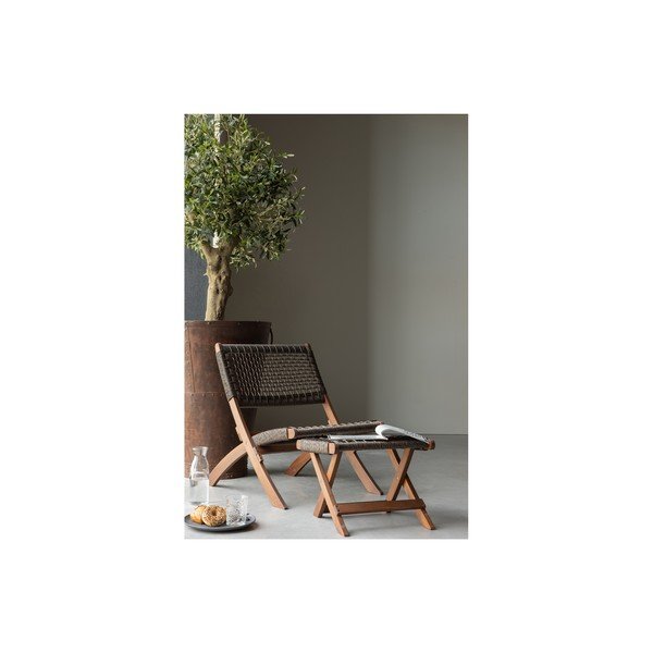 Poggiapiedi in legno a rombi marrone scuro per sedia da giardino Lois - WOOOD-image-4