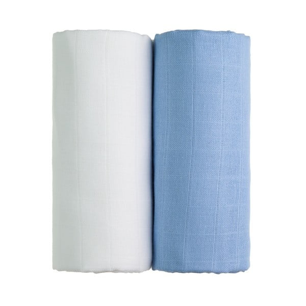 Set di 2 asciugamani da bagno in cotone bianco e blu , 90 x 100 cm Tetra - T-TOMI