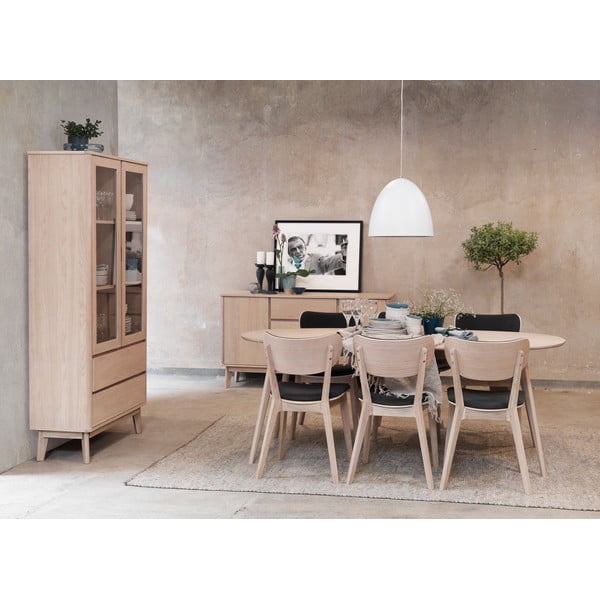 Sedia da pranzo in rovere marrone chiaro con seduta grigio scuro Cato - Rowico-image-1