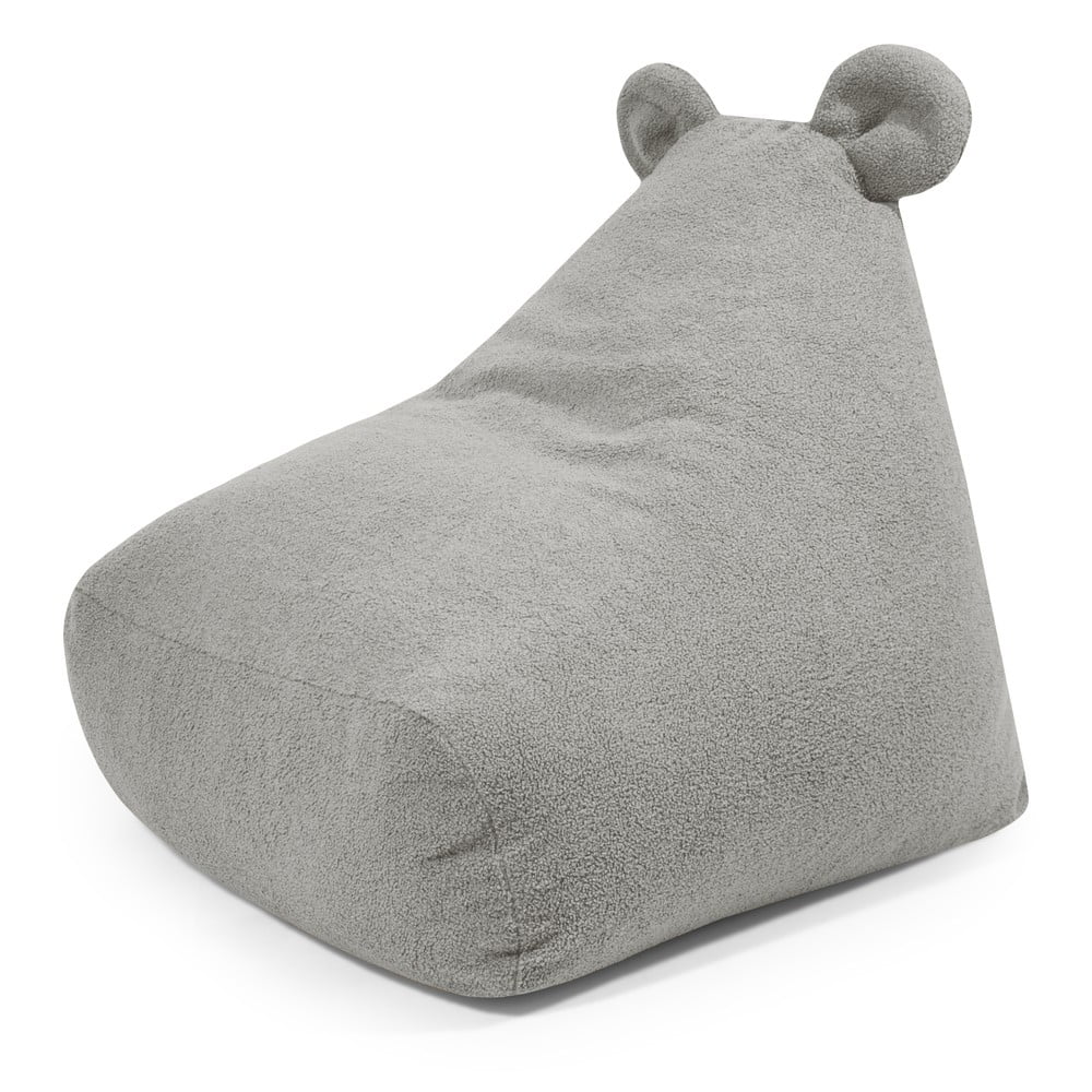Pouf a sacco per bambini grigio chiaro con rivestimento in bouclé Snug 80 Bear – SLOWDOWN | Pouf a sacco per bambini