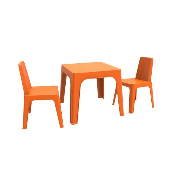 Oranžový dětský zahradní set 1 stolu a 2 židliček Resol Julieta
