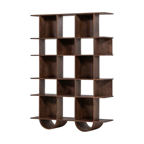 Libreria marrone scuro in mango massiccio 130x180x35 cm Sinne – WOOOD-image-2