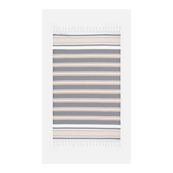 Béžovo-šedá osuška s příměsí bavlny Kate Louise Cotton Collection Line Beige Grey, 100 x 180 cm