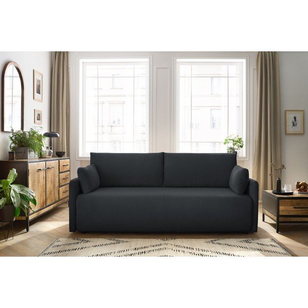 Divano in grigio scuro allungabile con rivestimento in velluto a coste 211 cm Marcel – Bobochic Paris-image-1
