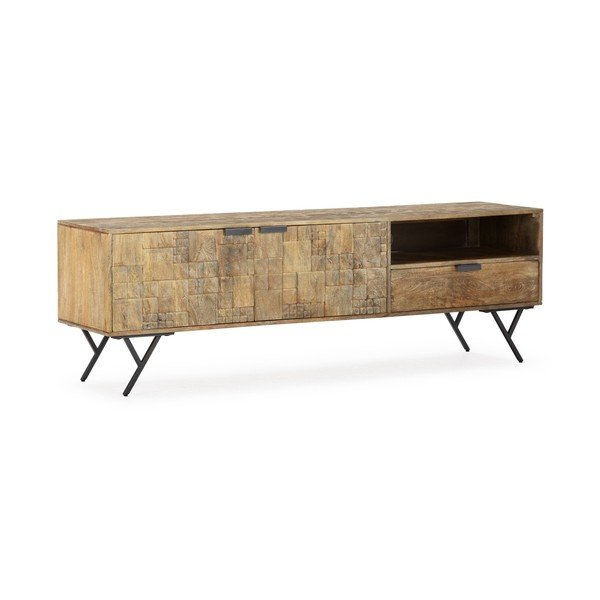 Mobile TV di colore naturale in mango massiccio 175x55x40 cm Priya – MOME