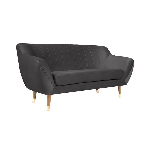 Divano in velluto grigio, 158 cm Benito - Mazzini Sofas-image-2