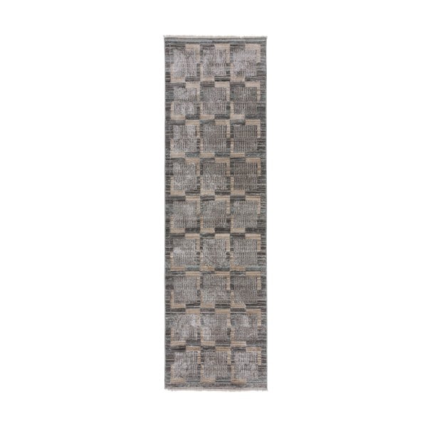 Passatoia grigio-beige 66x240 cm Evelyn Blocks - Flair Rugs