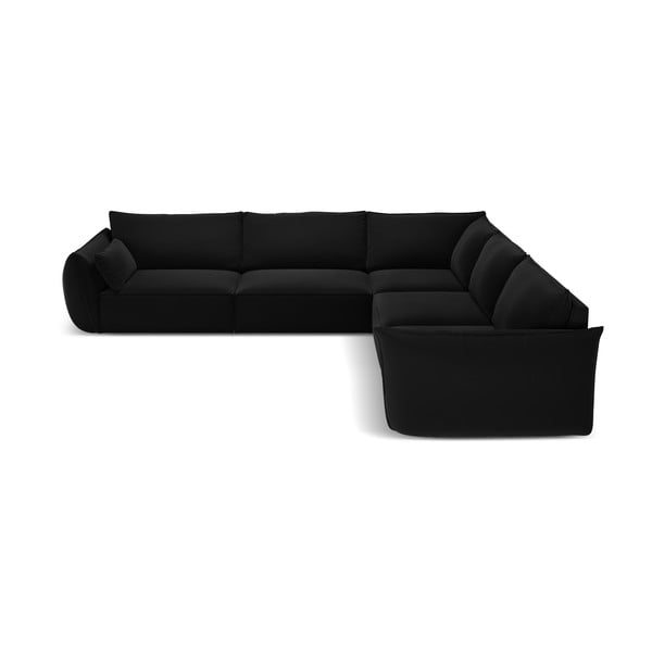 Divano angolare nero con rivestimento in velluto Vanda – Mazzini Sofas