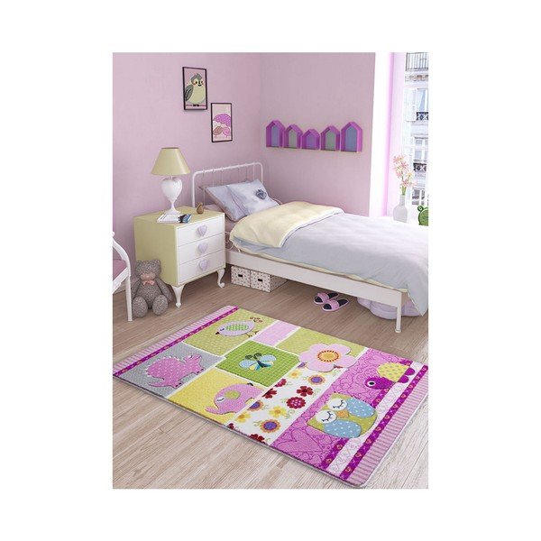 Tappeto rosa per bambini Patchwork, 100 x 150 cm - Confetti