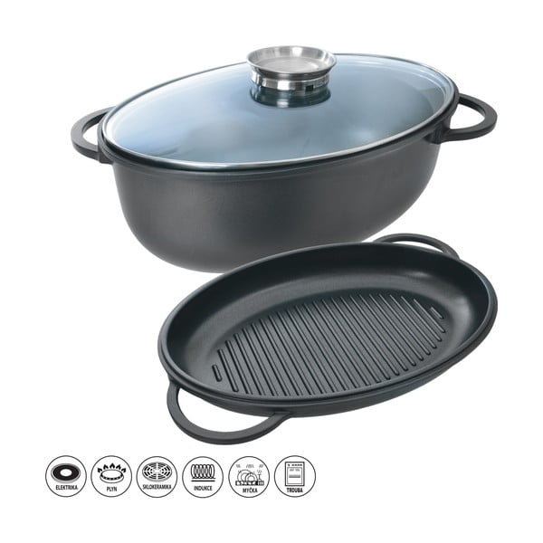 Pirofila da 3 pezzi con superficie in teflon e coperchio aromatico Al - Orion-image-1