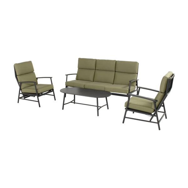 Set di mobili da giardino verde in alluminio per 5 persone Flora – Hartman-image-2