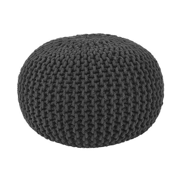 Pouf nero lavorato a maglia Maglia, Ø 50 cm - LABEL51