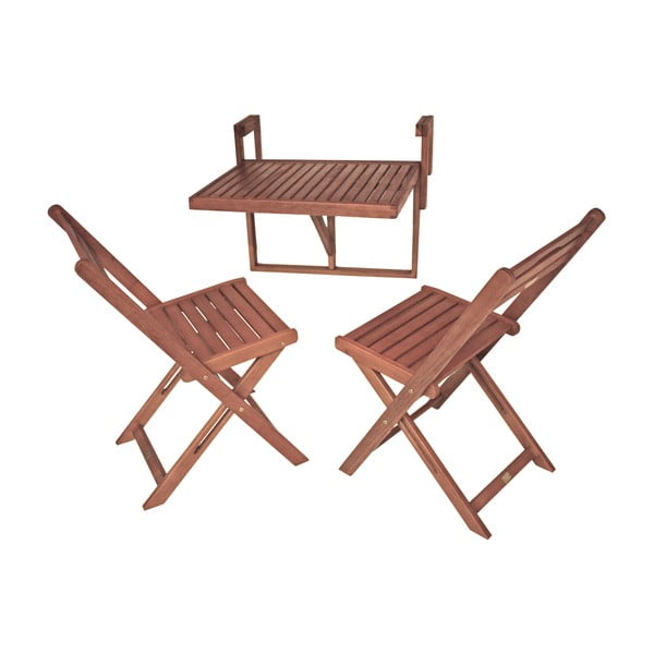 Set di 2 sedie e tavolo sospeso in legno di eucalipto Balcone Berkeley - Garden Pleasure