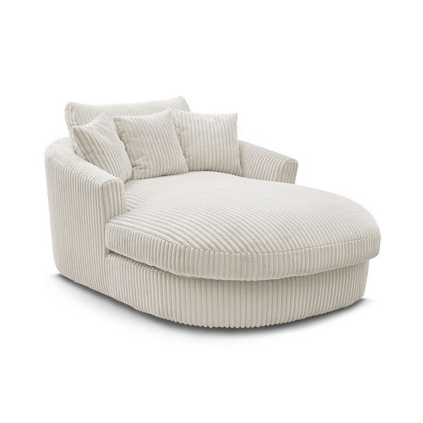 Poltrona beige con rivestimento in velluto a coste Belem – Bobochic Paris