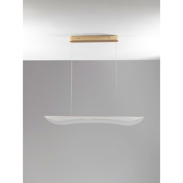 Lampadario LED dorato in alluminio con paralume in vetro acrilico con intensità regolabile Agos – Nova Luce-image-4