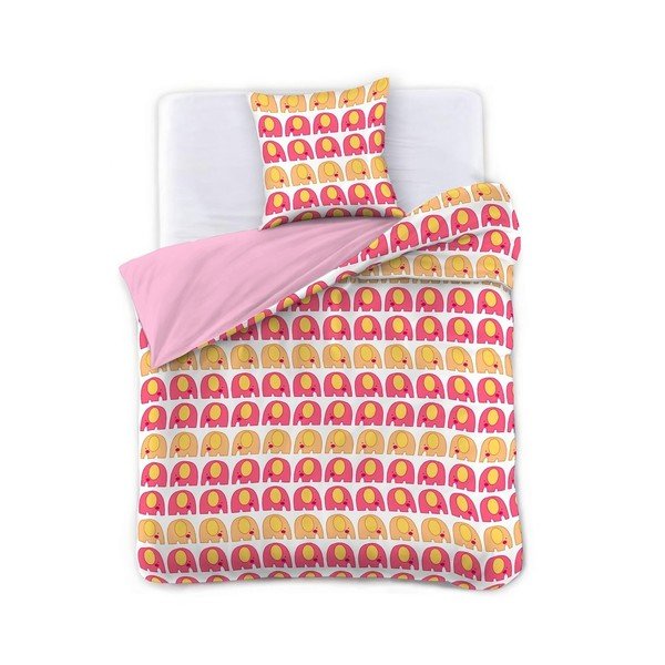 Biancheria da letto singola in microfibra Cute Elephants, 135 x 200 cm - DecoKing-image-1
