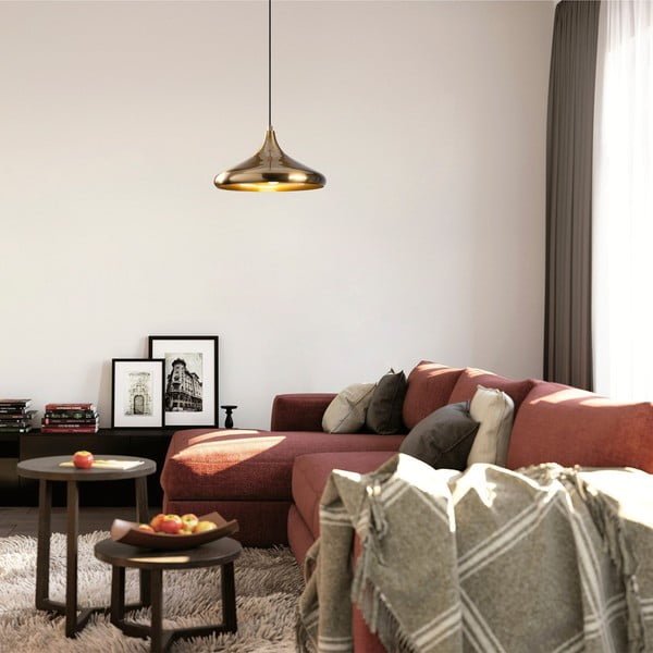 Lampadario dorato con paralume in metallo ø 35 cm Nile – Opviq lights-image-1