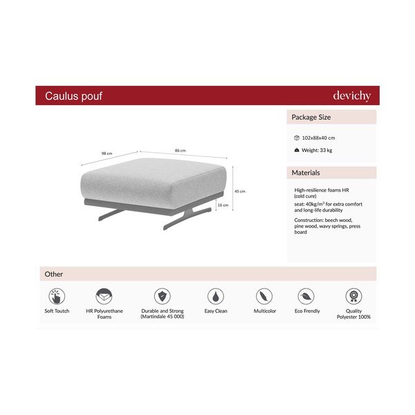 Pouf grigio chiaro Devichy Caulus - devichy-image-4