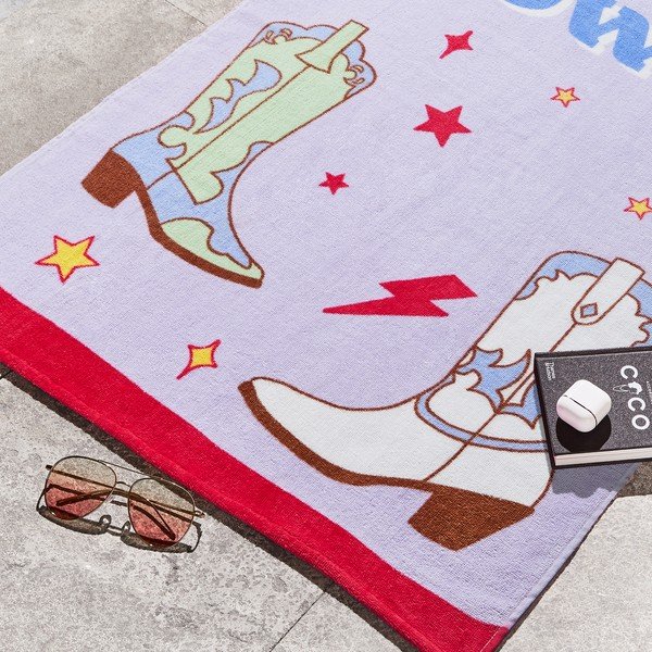 Telo mare tipo terry viola in cotone 76x160 cm Howdy Cowgirl – Sassy B-image-2