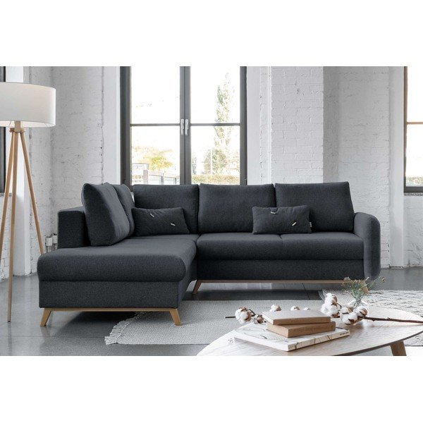 Divano letto angolare grigio scuro L, angolo sinistro Scandic Lagom - Miuform-image-1