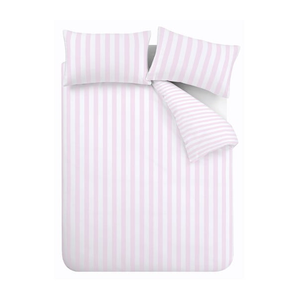 Set copripiumino e federa bianco e rosa per letto matrimoniale e per letto esteso 230x220 cm Stripe Tease – Sassy B