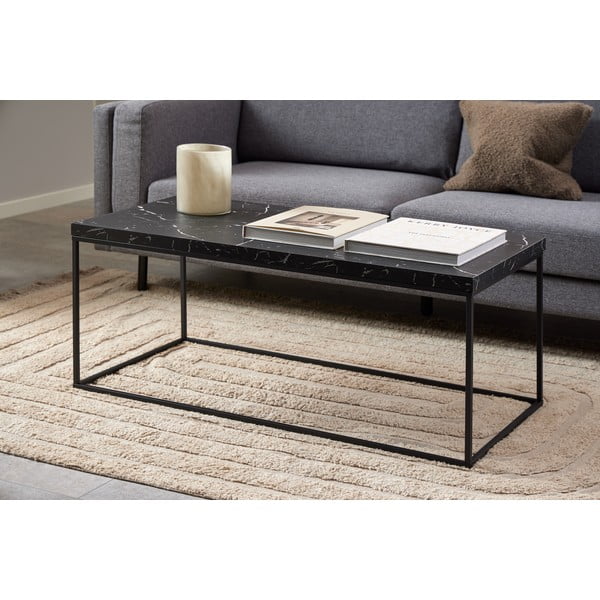 Tavolino nero con piano in marmo 55x110 cm Barossa - Actona-image-3