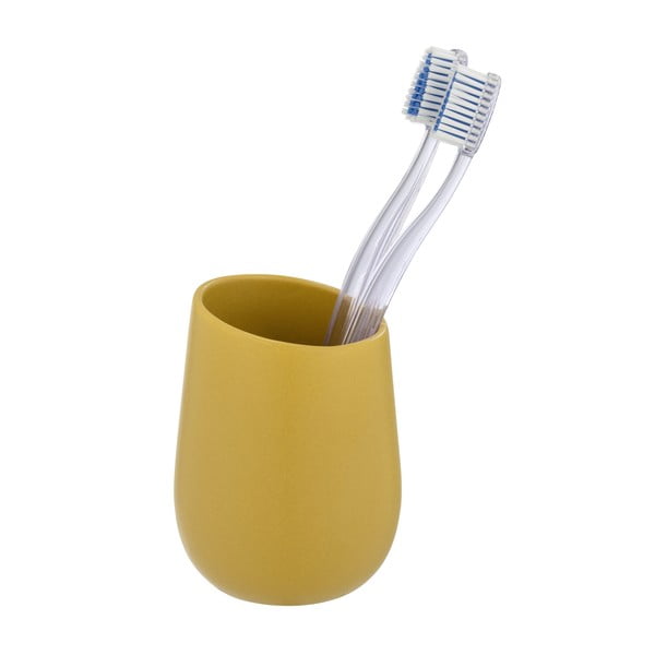 Tazza in ceramica gialla per spazzolini da denti Badi - Wenko-image-3