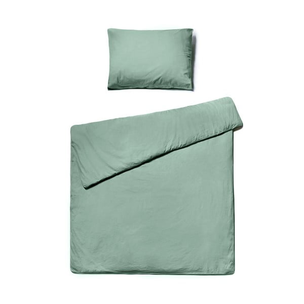 Biancheria da letto singola verde menta in cotone stonewashed , 140 x 200 cm - Bonami Selection