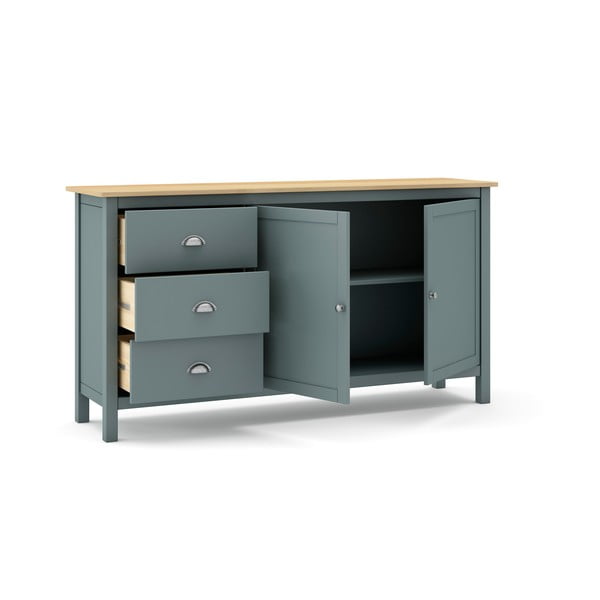 Cassettiera verde polveroso in pino massiccio 150x80x40 cm Misti – Marckeric-image-4