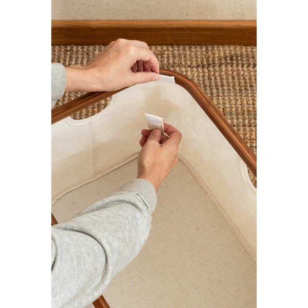 Cesta per il bucato color crema in tessuto pieghevole Bamboo/Linen – Bigso-image-4