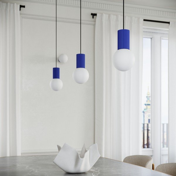 Lampadario blu scuro con paralume in vetro ø 12 cm Orbital – Sollux-image-2