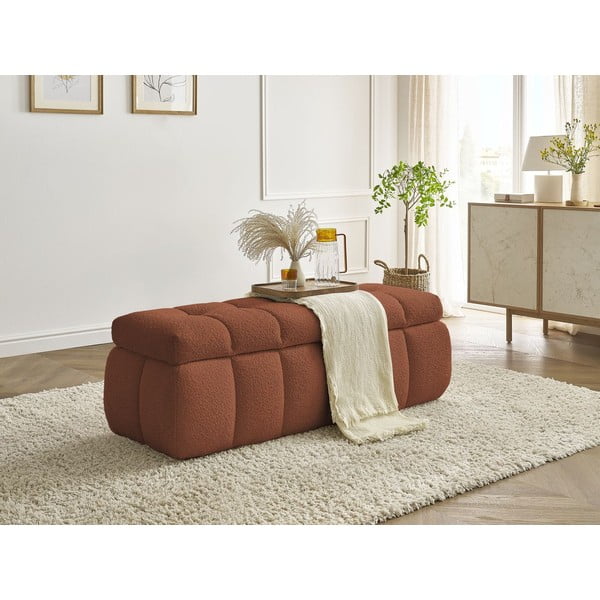 Panca in tessuto bouclé color mattone Mont Blanc - Bobochic Paris-image-1