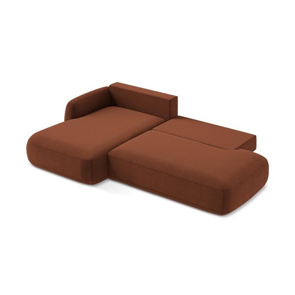 Divano angolare color terracotta allungabile (con penisola a sinistra/con chaise lounge) Hale – Makamii-image-3