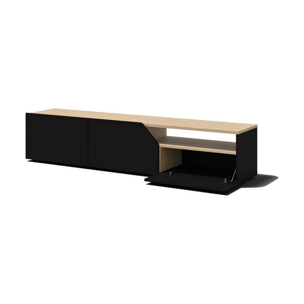 Tavolo TV con piano in rovere nero e naturale 180x38 cm Verone - TemaHome-image-2
