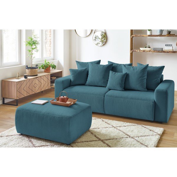 Pouf in velluto a coste blu Envy - Bobochic Paris-image-4