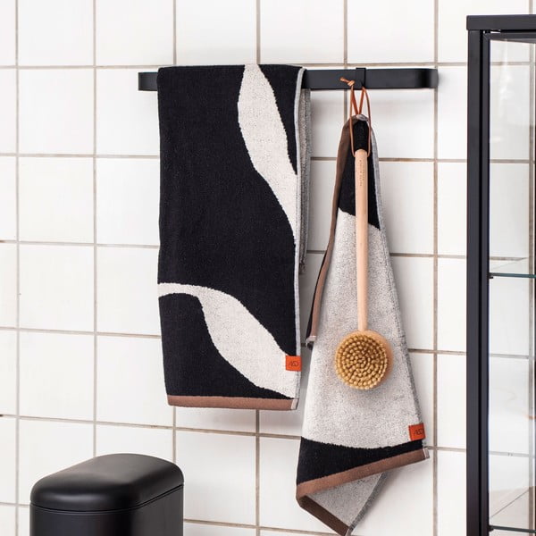 Asciugamani bianchi e neri in set da 2 pezzi in cotone biologico 50x90 cm Nova Arte - Mette Ditmer Denmark-image-1