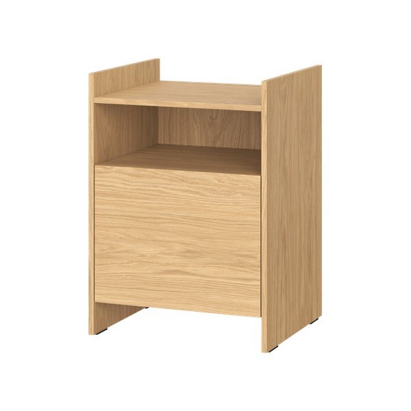 Comodino di colore naturale con effetto rovere con ripiani Toopt – noo.ma