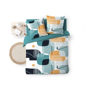 Set copripiumino e federa color foglia di tè in cotone per letto matrimoniale 200x200 cm Sprint – douceur d'intérieur