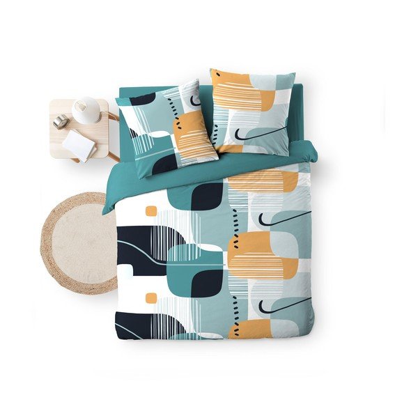 Set copripiumino e federa color foglia di tè in cotone per letto matrimoniale 200x200 cm Sprint – douceur d'intérieur