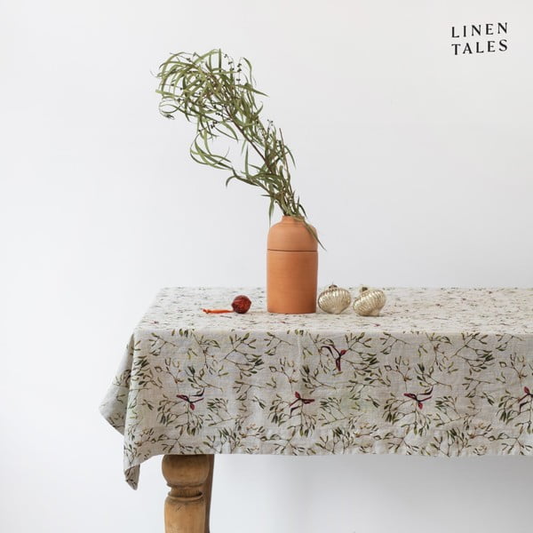 Tovaglia di lino con motivo natalizio 140x300 cm Mistletoe - Linen Tales
