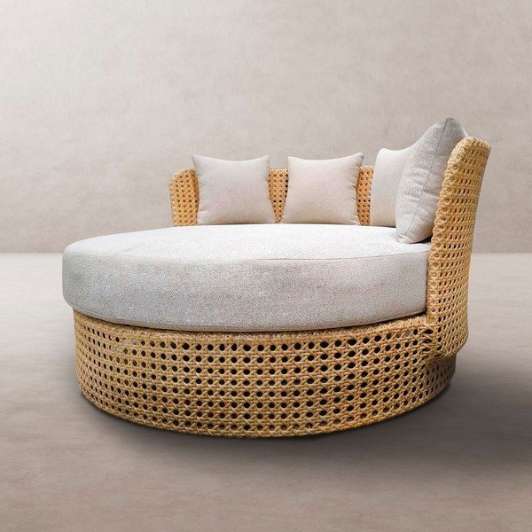 Letto da giardino in colore bianco e naturale Niva - LDK Garden
