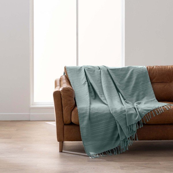 Copriletto verde in cotone 125x150 cm Lilia – douceur d'intérieur-image-3