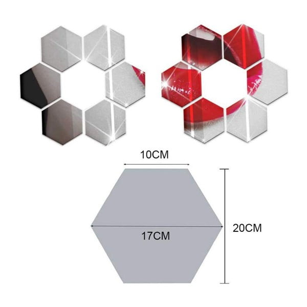 Set di adesivi per muro specchiati 12 pz 20x17 cm Hexagonal – Ambiance-image-1