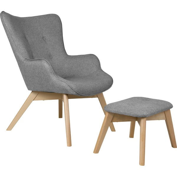 Poltrona con poggiapiedi grigia Niko – Ropez