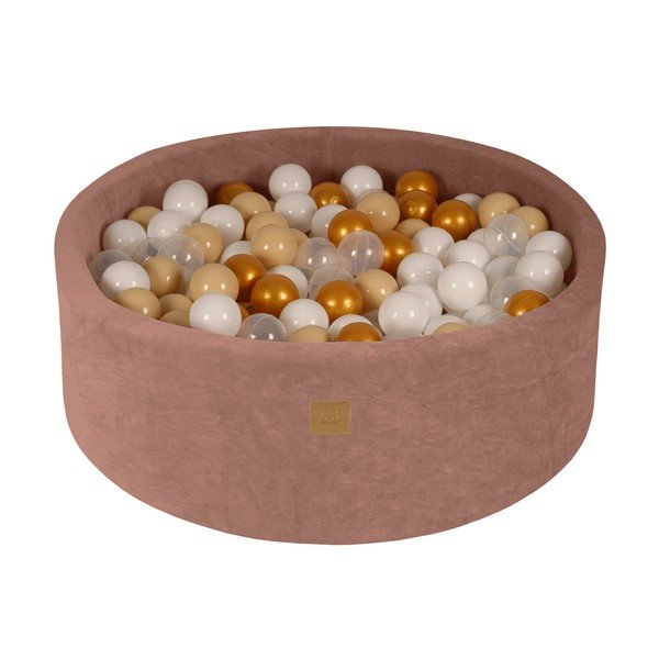 Piscina di palline beige in velluto ø 90x30 cm Montessori – Meowbaby