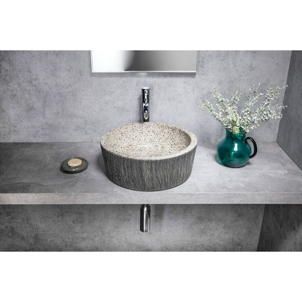 Lavabo rotondo in grigio scuro in ceramica ø 41 cm Priori – Sapho-image-1