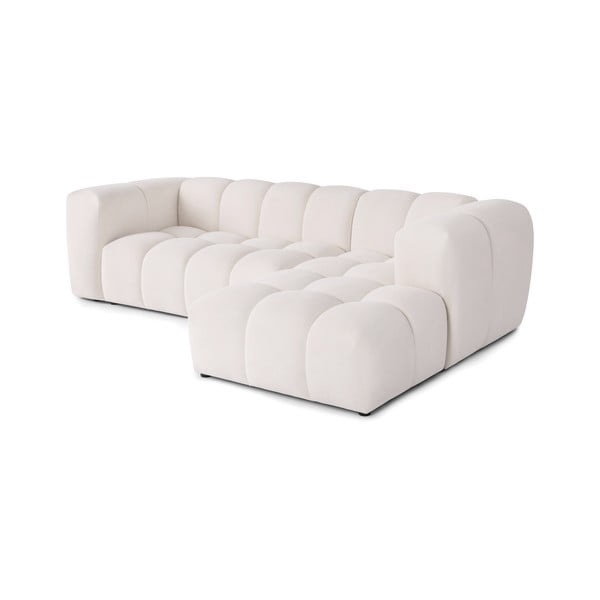 Divano angolare color crema (con penisola a destra e chaise lounge) con rivestimento in velluto Cube – Bonami Selection-image-2