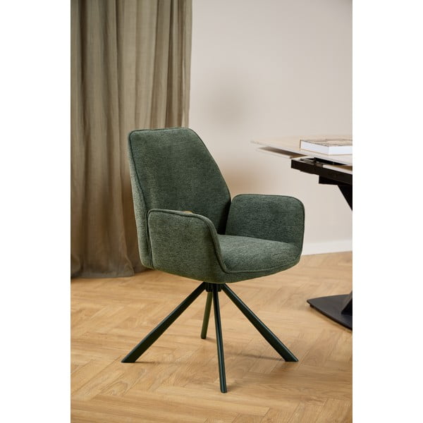 Sedia da pranzo verde scuro con braccioli Graham – Actona-image-1