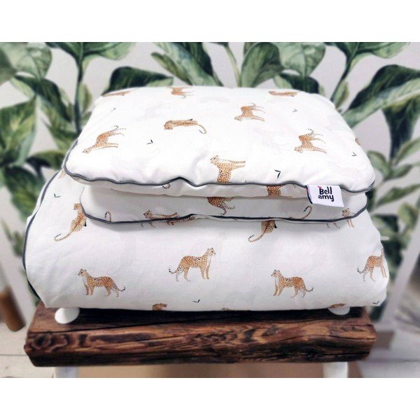 Coperta e cuscino in cotone per lettino 100x80 cm Leopardus - BELLAMY-image-1