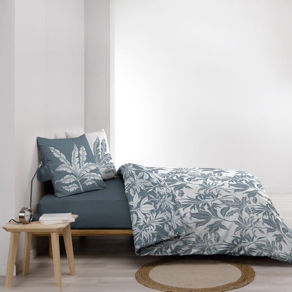Set copripiumino e federa bianco/blu in cotone per letto matrimoniale ed esteso 240x220 cm Hera – douceur d'intérieur-image-4